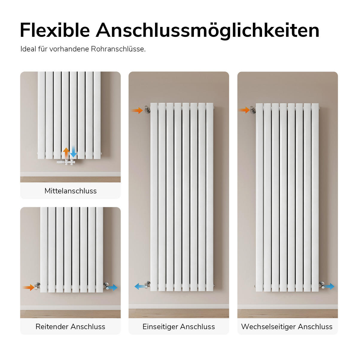 HEIZKÖRPER Vertikal Warmwasser Zweilagig Weiß 180/61,6/6,6 cm - Weiß, Metall (62/180/6.6cm) - EMKE