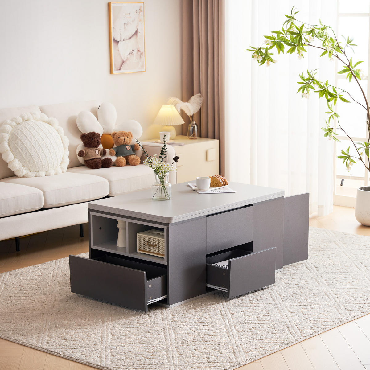 COUCHTISCH Schwarz und Grau 100/51/47 cm - Schwarz, Holzwerkstoff/Metall (100/51/47cm) - Urban Meuble