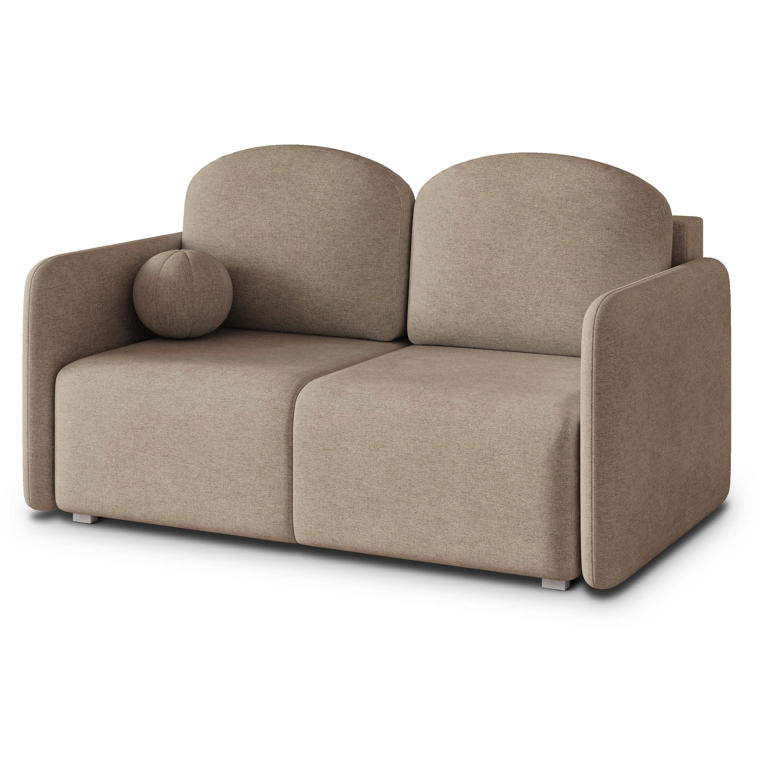 BETTSOFA SUVI II NV Braun Geflochtener Stoff mit Schlaffunktion - Hellbraun, Textil (90/85/153cm) - MASSENO