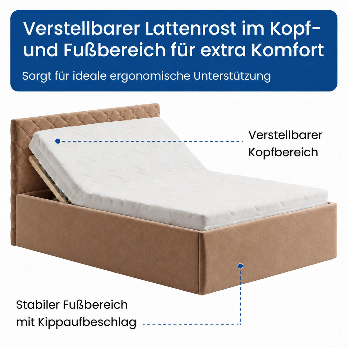 POLSTERBETT 100x200 cm Bonnellfederkernmatratze H2 in Beige - Beige, Textil (100/200cm) - Home Collective