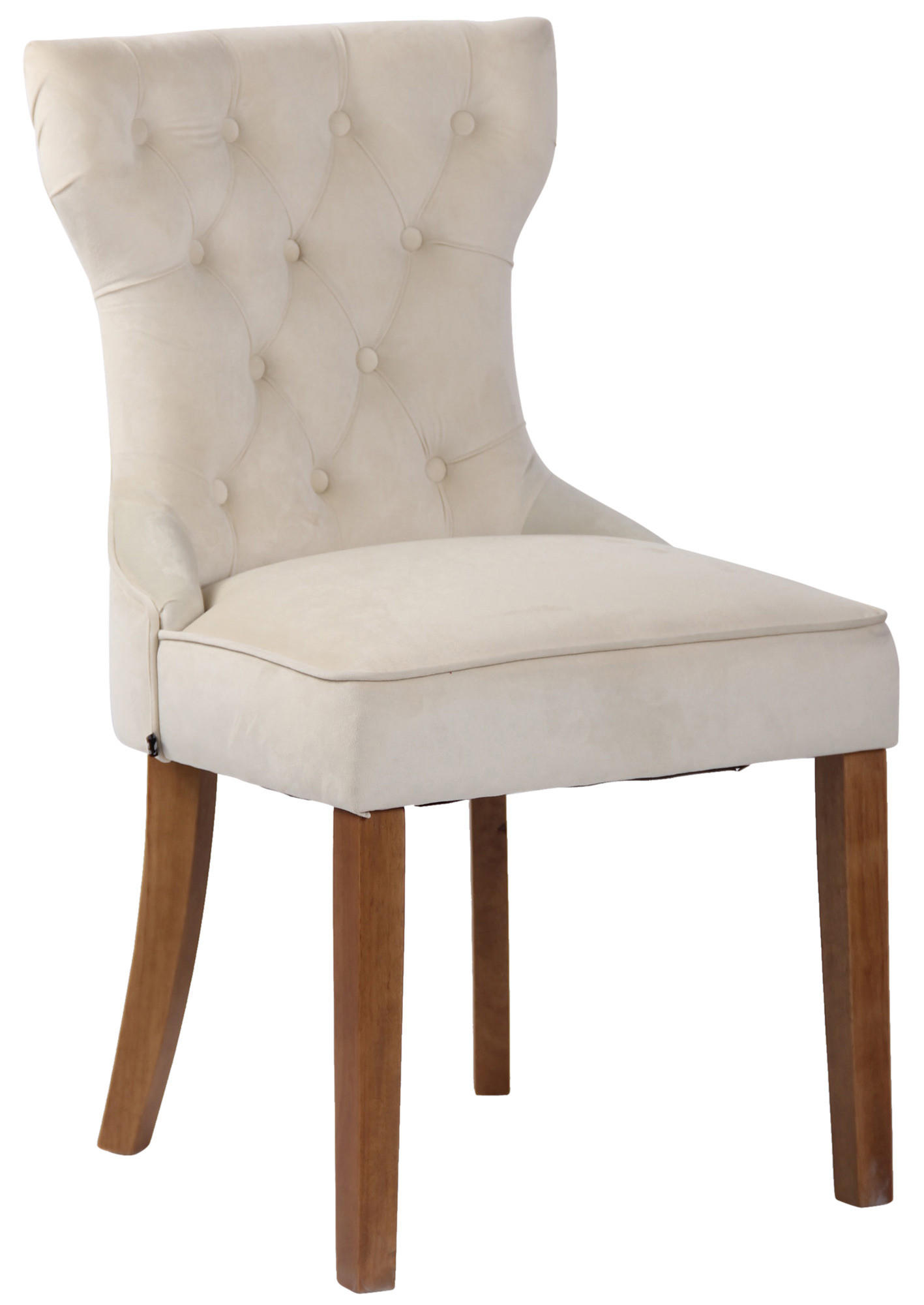 STUHL Samt creme - Creme/Naturfarben, Holz/Textil (51/90/59cm) - CLP