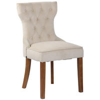 STUHL Samt creme - Creme/Naturfarben, Holz/Textil (51/90/59cm) - CLP