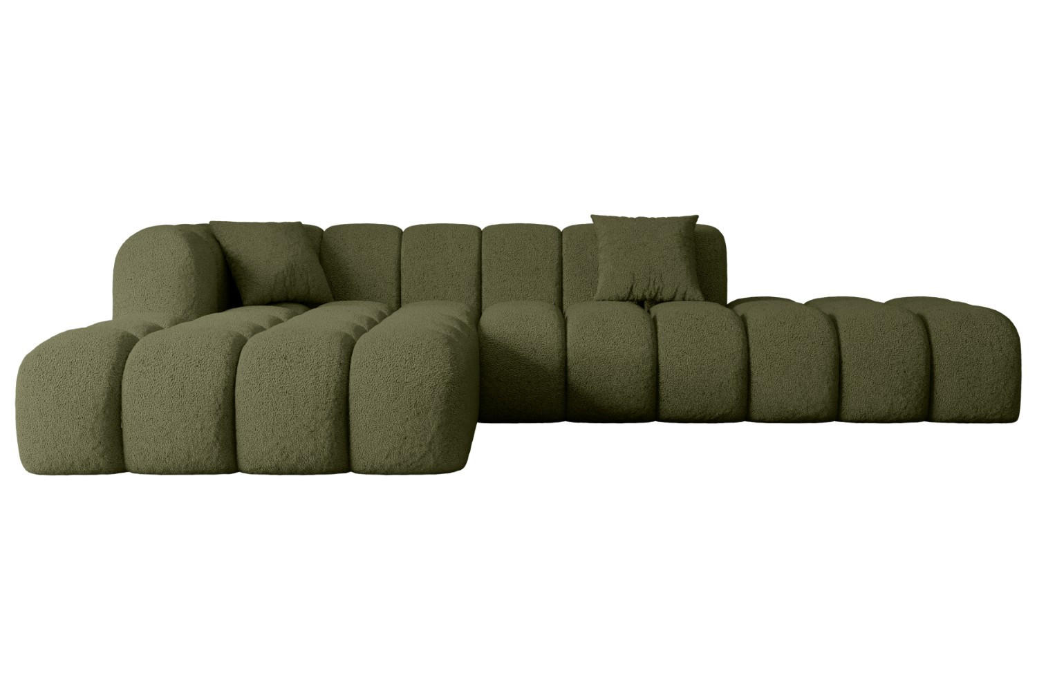 ECKSOFA Ottomane Links OLEA-L2 - 289x176x71 cm Grün - Platinfarben/Schwarz, Holzwerkstoff/Kunststoff (190/309cm) - ALTDECOR