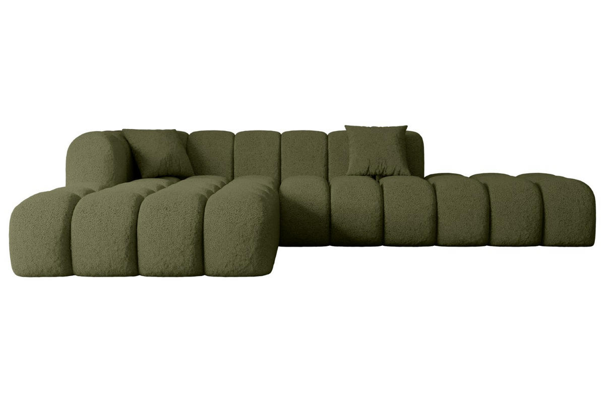 ECKSOFA Ottomane Links OLEA-L2 - 289x176x71 cm Grün - Platinfarben/Schwarz, Holzwerkstoff/Kunststoff (190/309cm) - ALTDECOR
