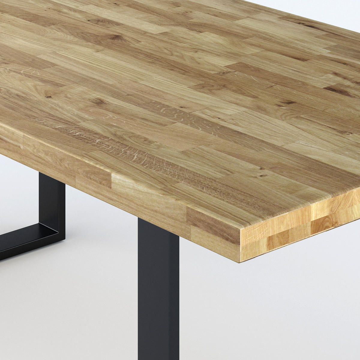 ESSTISCH - Metall / Massivholz - Eichefarben/Schwarz, Holz/Metall (100/160/76cm) - home24