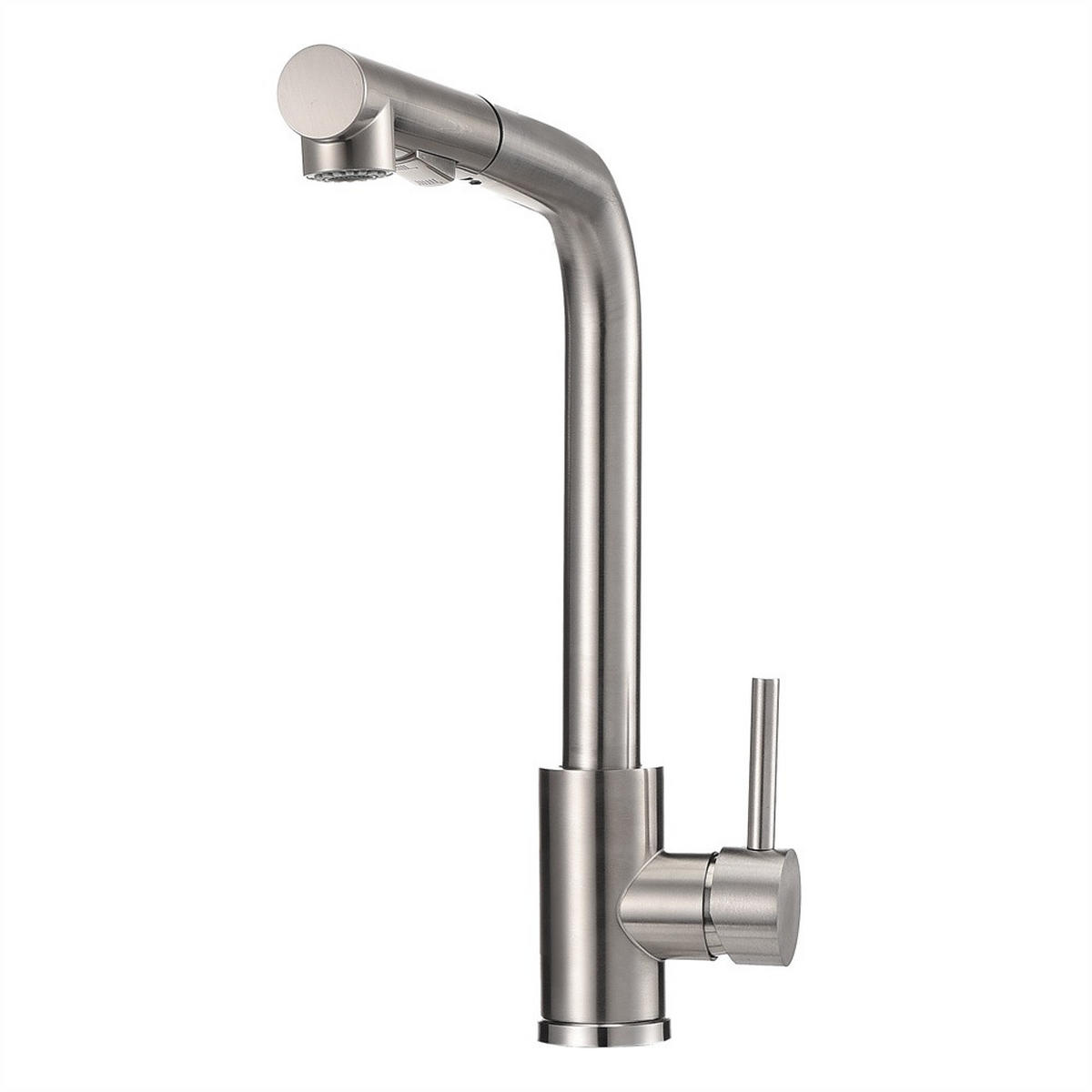 WASCHTISCHARMATUR L-Form ausziehbar Mischbatterie für Kalt - und Warmwasser Edelstahl - Spültischarmatur - Silberfarben, Metall (27.5/31/8.5cm) - DELFA