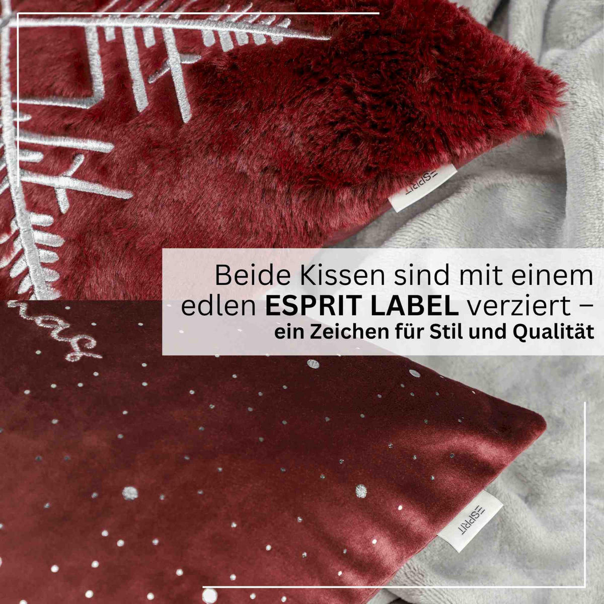 ZIERKISSENHÜLLE WEIHNACHTEN TOWN - Rot, Textil (60/40cm) - Esprit