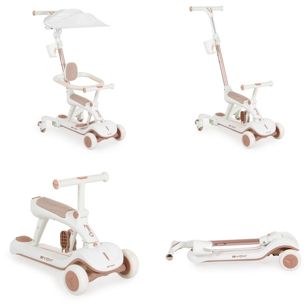 KINDERROLLER Cornet 6 in 1 weiß Multifunktionsroller Rutscher Musik Becherhalter - Weiß, Metall (73/64/91cm)