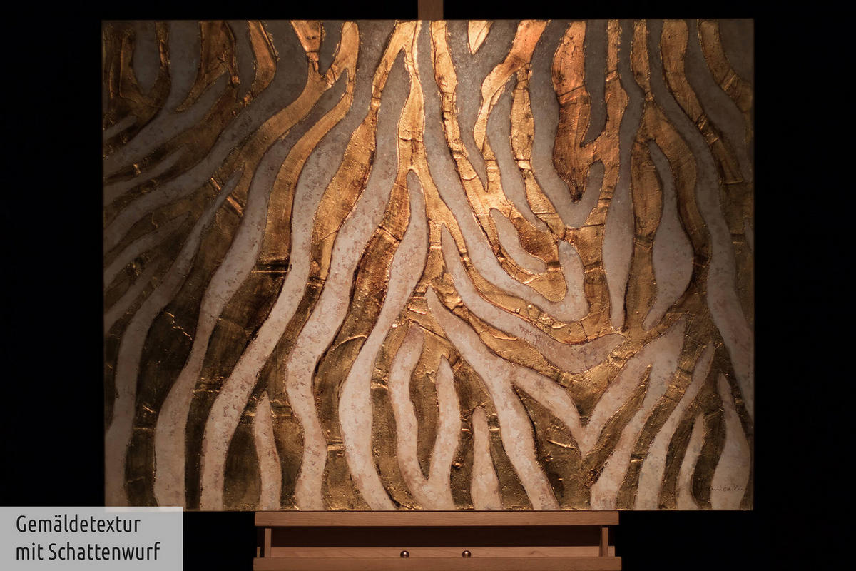 ÖLGEMÄLDE 100/75 cm - Goldfarben, Holz/Textil (2.5/75cm) - KUNSTLOFT