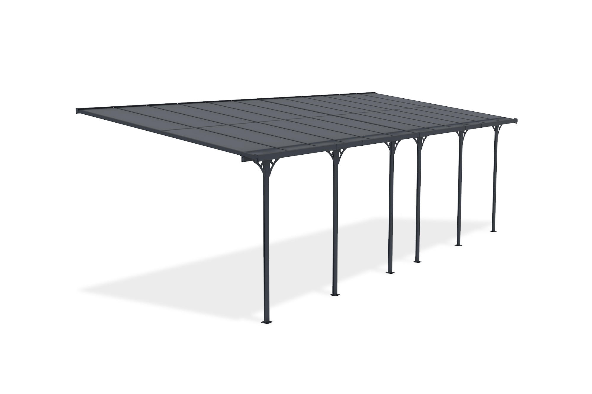 PERGOLA / CARPORT Kleo Grau 8m x 3m - Grau, Metall (748/270/300cm) - Cazeboo