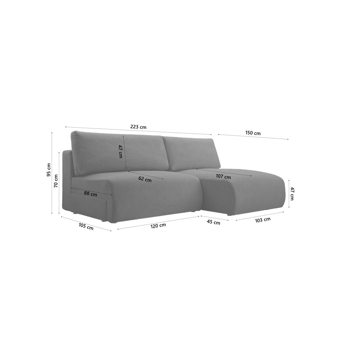 ECKSOFA Ripley mit Schlaffunktion, Anthrazit - Anthrazit, Textil (223/150cm) - Fedve
