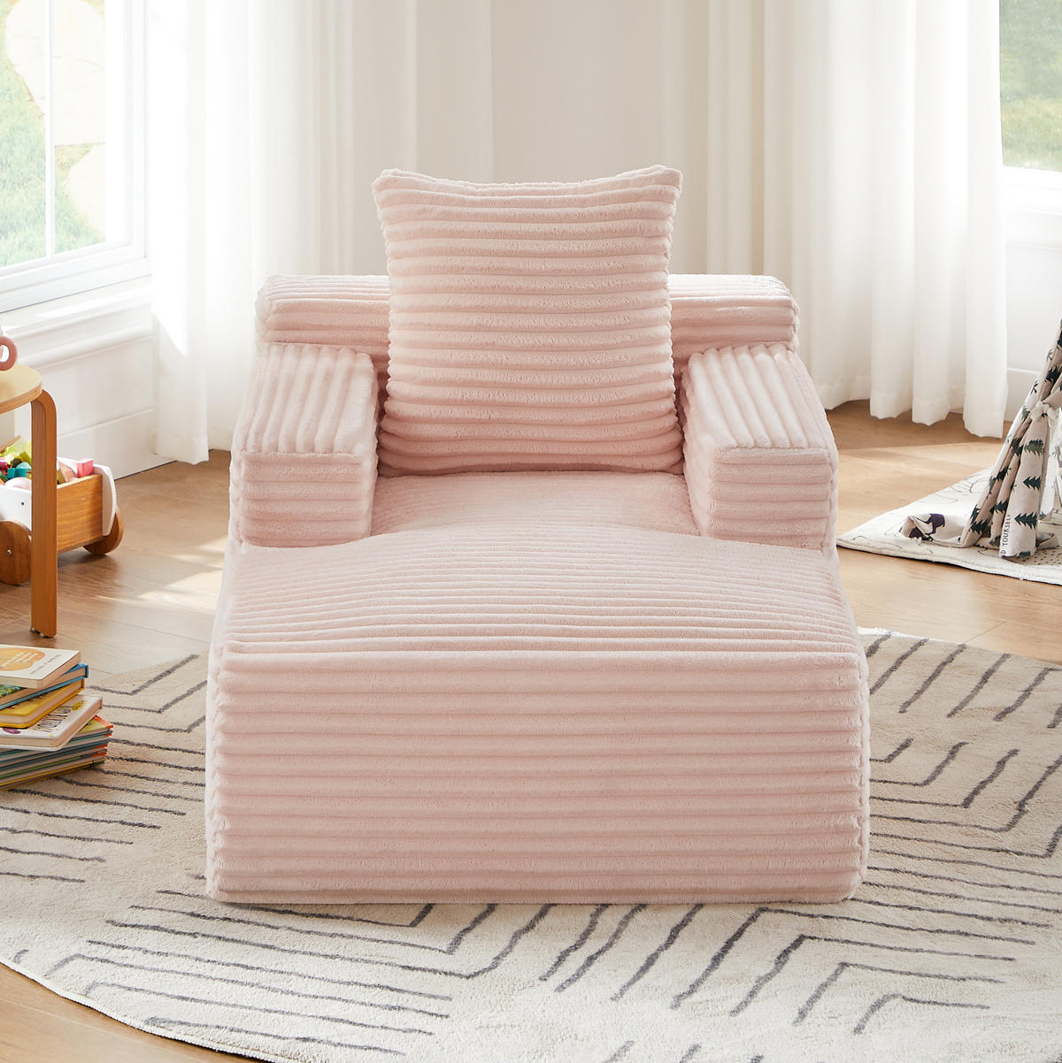 CHAISLONGUE SOFA aus Cord Pink ohne Aufbau - Pink, Kunststoff (81.03/49.78/116.84cm) - Meubliv