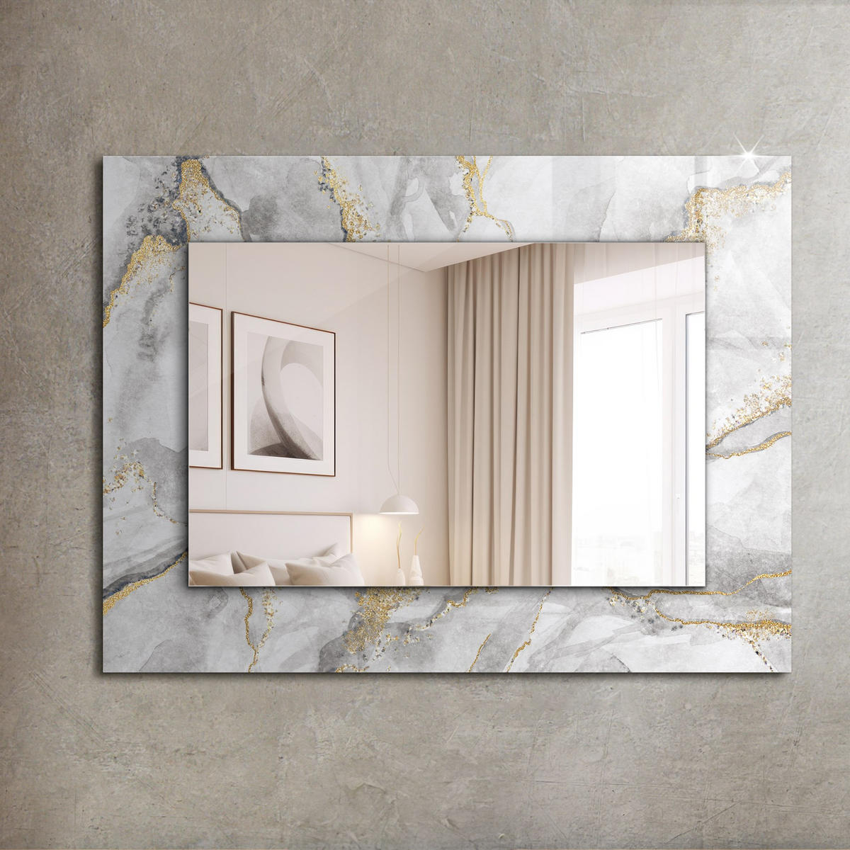 SPIEGEL 80 x 60 cm Rechteckig mit Aufdruck - Hellgrau, Glas (80/60/0.4cm) - TULUP