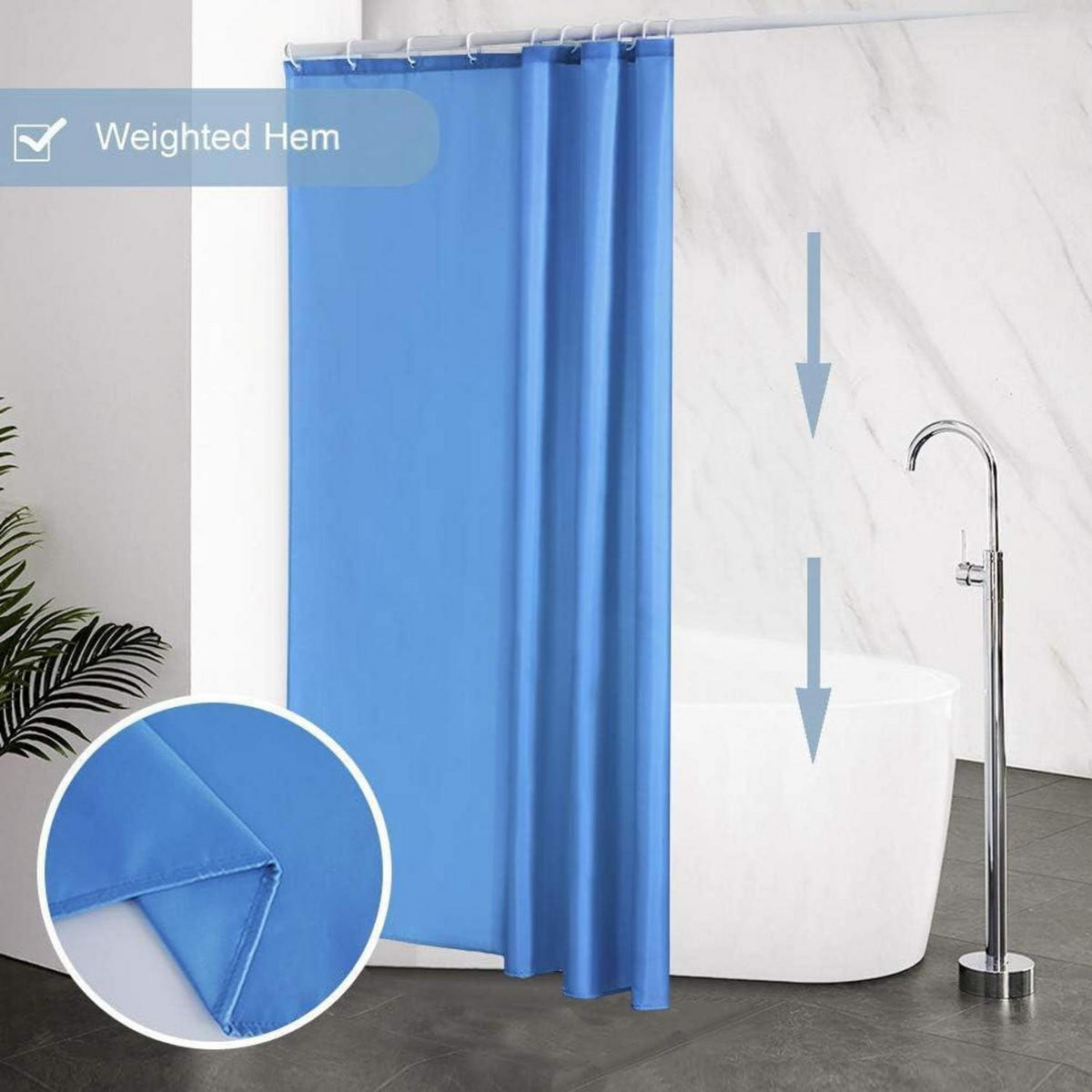 DUSCHVORHANG Polyester Blau 150 x 180 cm - Blau, Textil (150/180cm)