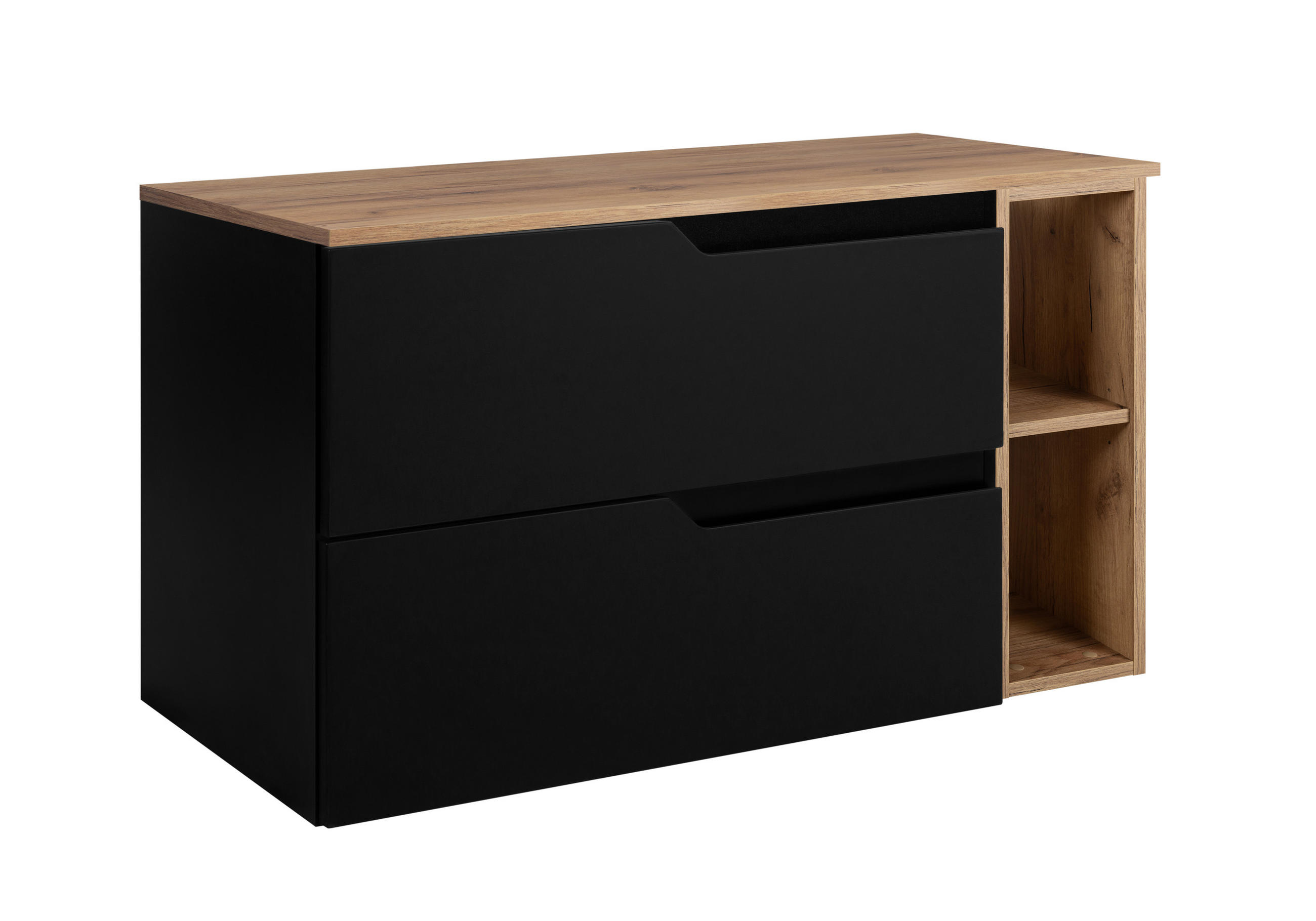 3XE Living Badezimmerschrank: Schwarz, Eiche 100x58x46 cm