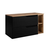 BADEZIMMERSCHRANK: Schwarz / Eiche Craft, 100 (80 + 20) x 46 x 58 cm - Eichefarben/Schwarz, Holzwerkstoff (100/58/46cm) - 3XE LIVING