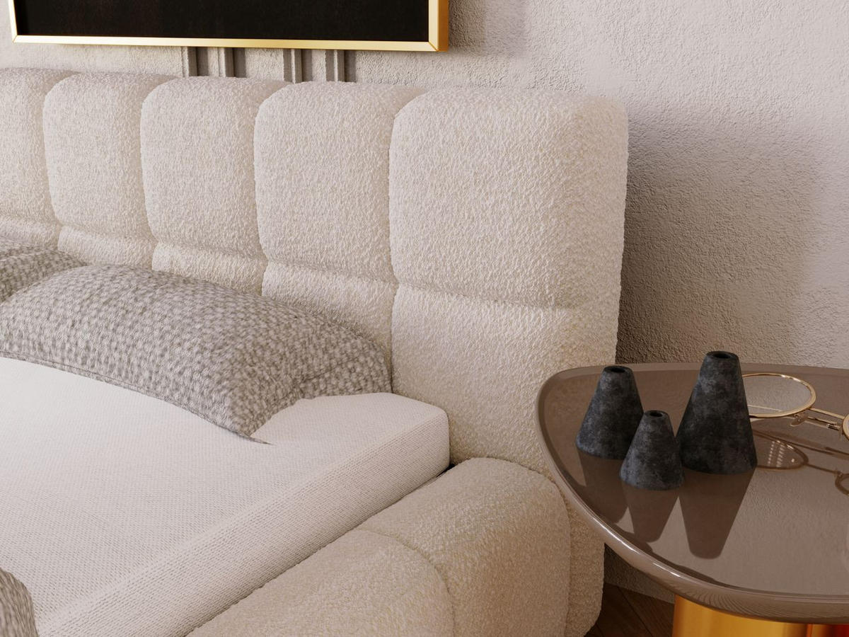 POLSTERBETT Alicante Bouclé-Stoff 140x200 Beige - Beige, Textil (140/200cm) - Graingold