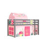 KINDERBETT Karolina 210x114x106 Massivholz Grau Textilset Spring 4 - Hellrosa/Grau, Holz (90/200cm) - 58aufmkessel