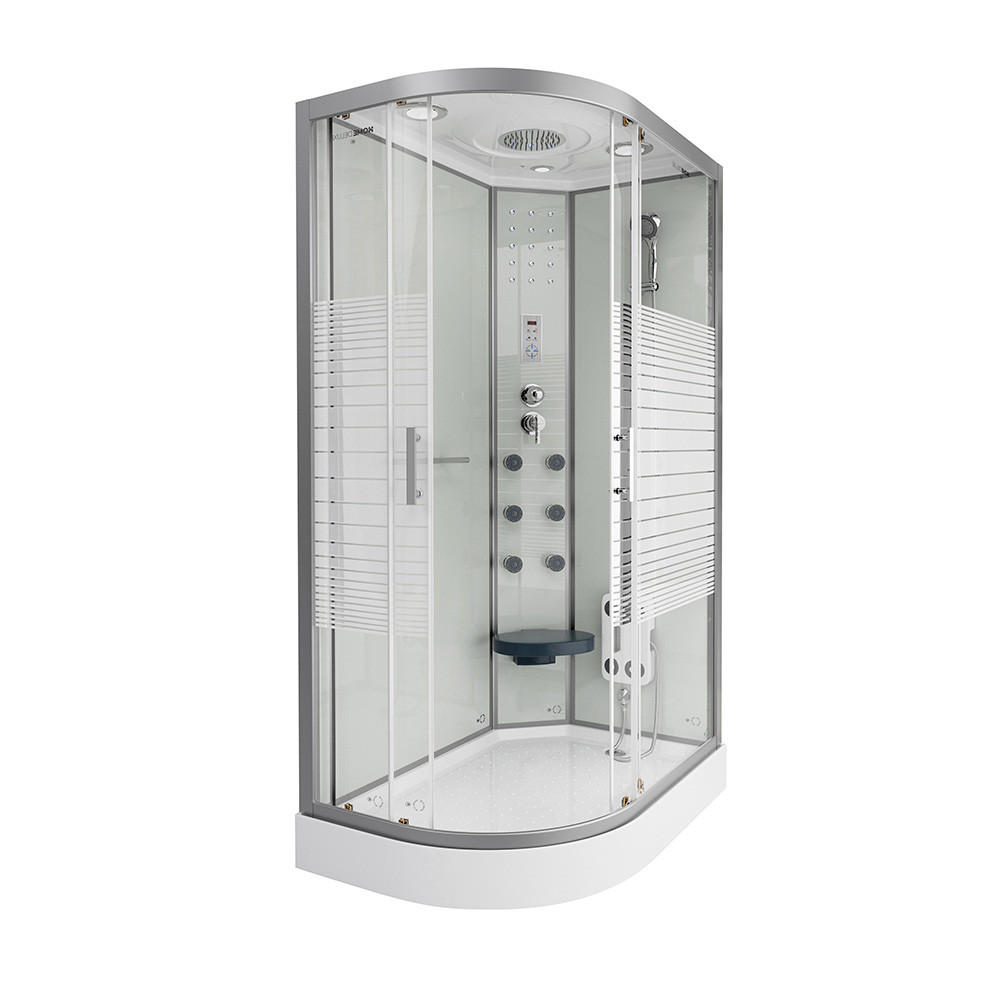 DUSCHKABINE WHITE PEARL - Weiß, Links - Weiß, Glas (80cm) - Home Deluxe