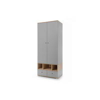 KINDERKLEIDERSCHRANK OLAF 01 80/50/195 in Platin Grau / Biskuit Eiche - Eichefarben/Grau, Holzwerkstoff (80/195/50cm) - Deine Möbel 24