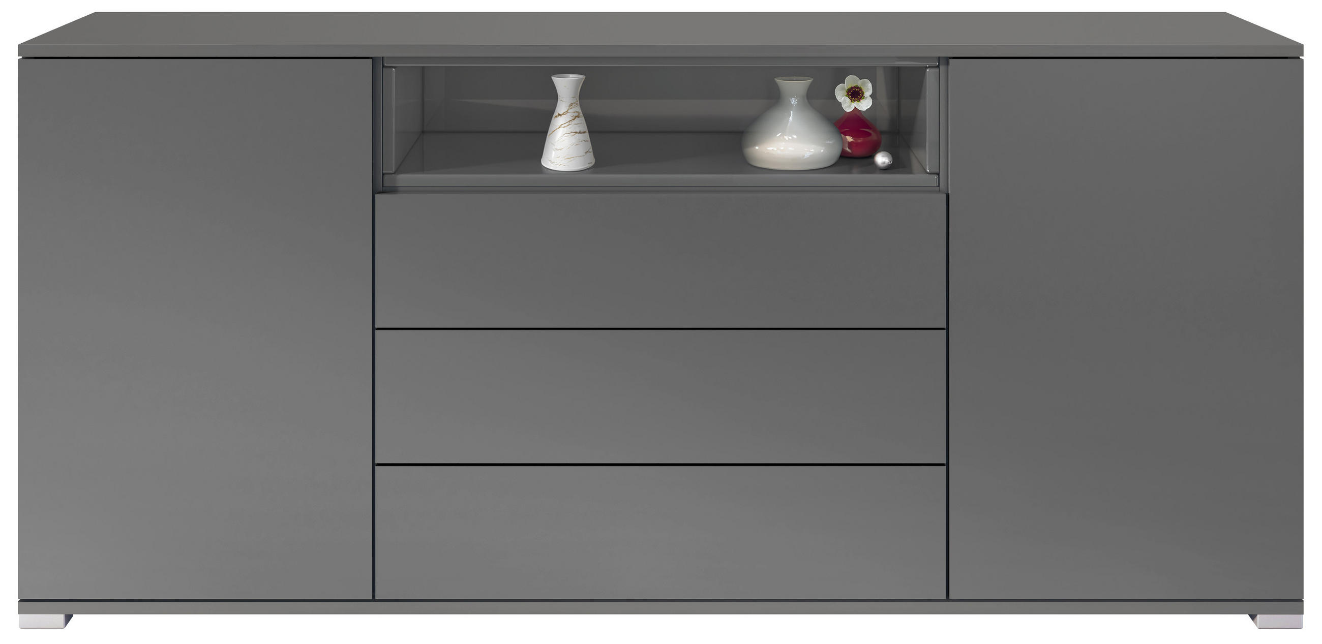 SIDEBOARD Skadu Grau Hochglanz - Grau, Holzwerkstoff (166.5/75.5/35cm) - Vladon