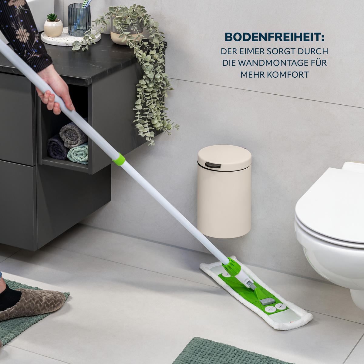 WAND-KOSMETIKEIMER 3 Liter Beige, rund - Beige, Metall (16/24/23cm) - bremermann