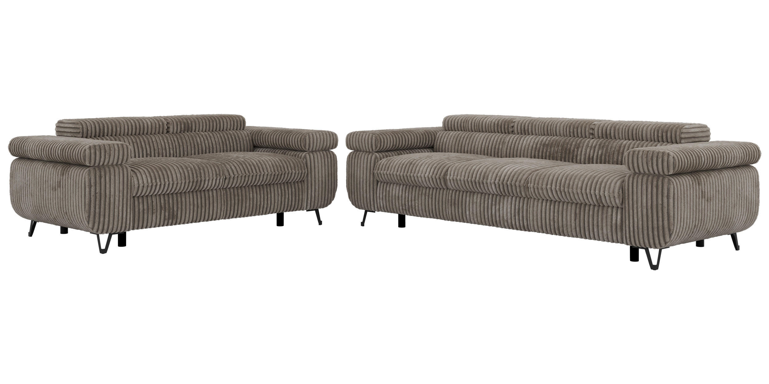 SEDACÍ SOUPRAVA PETER 2+3 - Světle hnědá Manšestr - černá/světle hnědá, kov/textil (262/76/99cm) - MKS