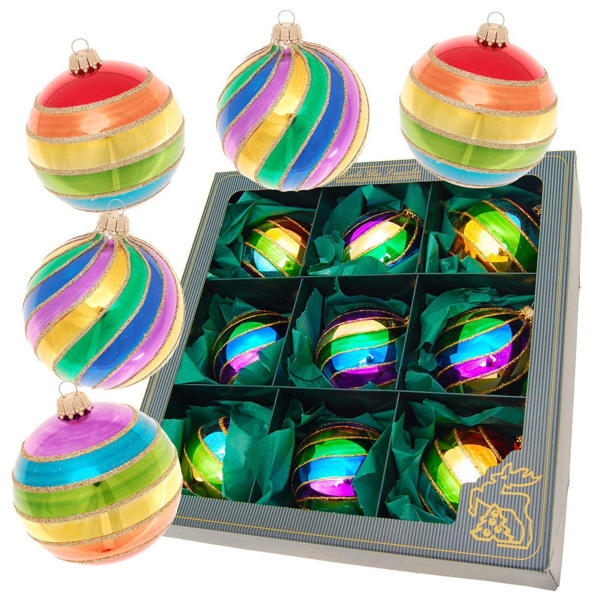 CHRISTBAUMKUGELN Colorful Xmas Mehrfarbig 8cm (Glas / 9 Stk.) - Multicolor, Glas (8/8/4cm) - Krebs Glas Lauscha