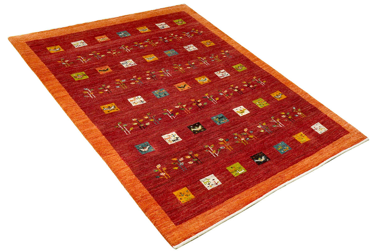 TEPPICH Rizbaf Rot 201/146 cm Schurwolle - Rot, Textil (146/201cm) - Looma