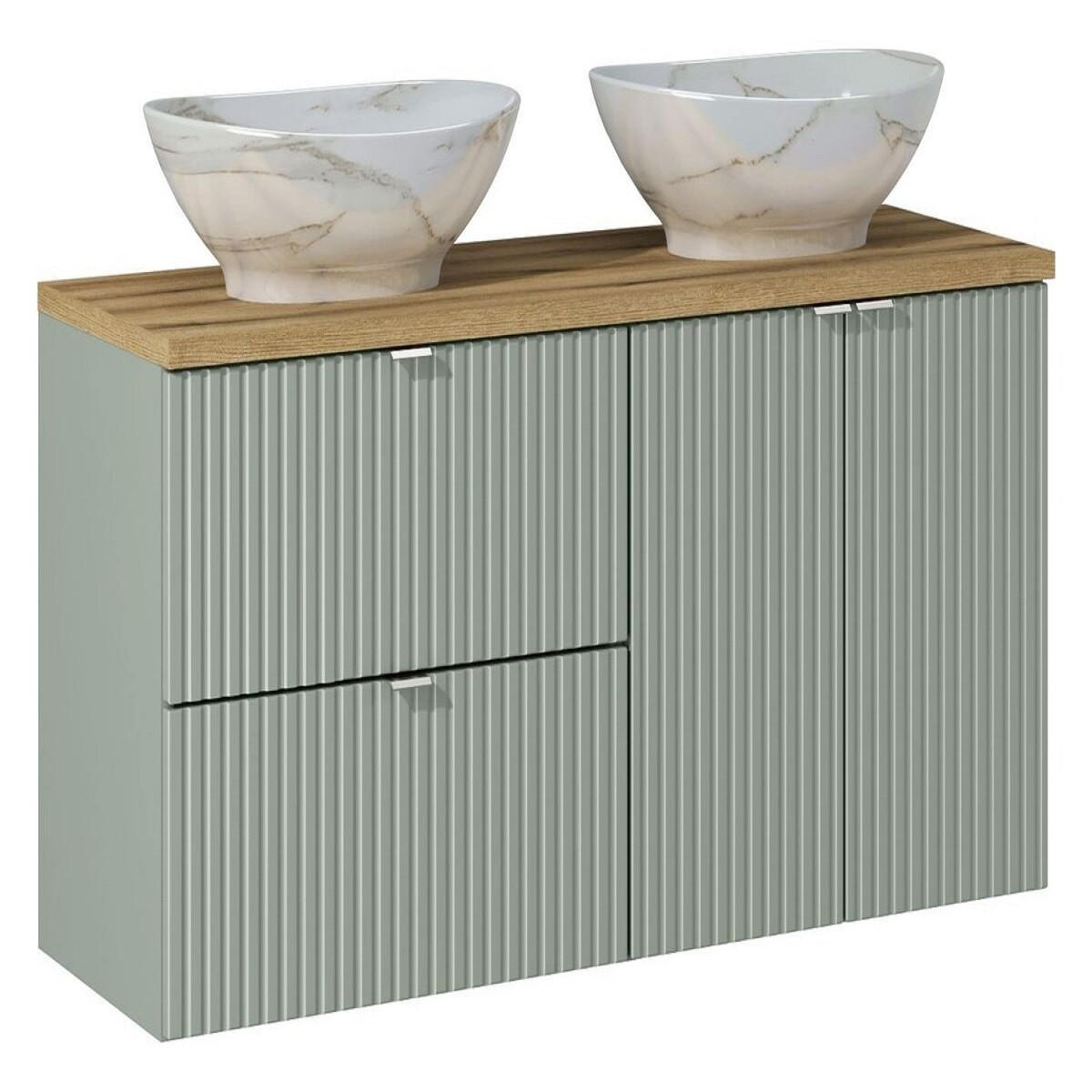 Milaros Markt Badmöbel-Set Grün, Eiche Artisan 120x57x40 cm