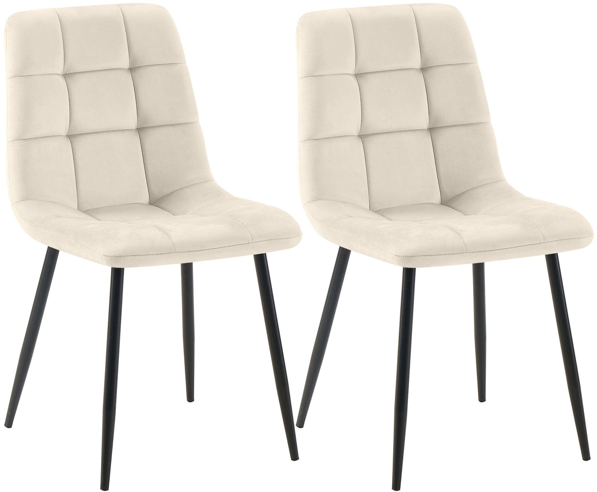 MATSTOL Tilde, set om 2 - Cremefärgad/Svart, Textil/Metall (45/84/55cm) - CLP