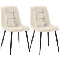 STUHL 2 Samt Creme - Creme/Schwarz, Textil/Metall (45/84/55cm) - CLP