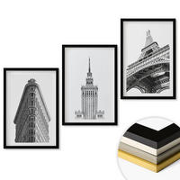 WANDBILDER 3er-Set - 40x60 cm Schwarzer Rahmen - Architektonische Schwarz-Weiß-Gebäude - Schwarz, Kunststoff (40/60cm) - ArtPrintCave