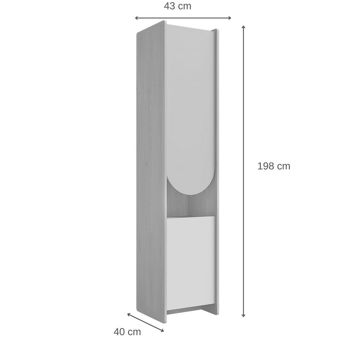 BÜCHERREGAL Lena mit 2 Türen und offenem Fach, 43 cm, für Jugendliche, Eiche Cremona/Macadamia/Puderrosa, Links - Eichefarben/Beige, Holzwerkstoff (43/198/40cm) - Beautysofa