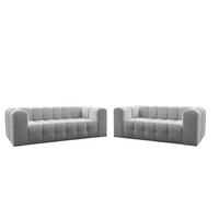 SOFASET Solvie 3-4 In Moly - Hellgrau, Holzwerkstoff/Textil (250/75/106cm) - Fun Möbel
