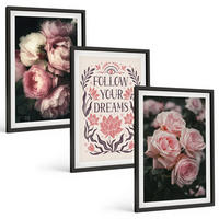 BILDER SET 3er Set - 40x60 cm Schwarzer Rahmen - Vintage-Rosenträume-Inschrift - Schwarz, Kunststoff (40/60cm) - TULUP
