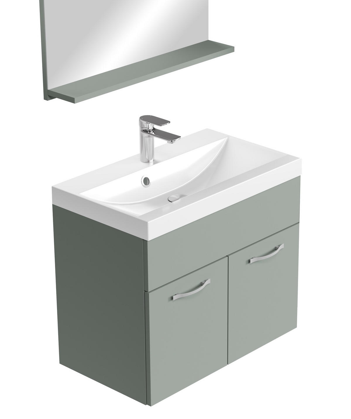 BADMÖBEL-SET Montreal 3 Teile Grün Matt - 60 x 35 x 51 cm - Grün, Holz (60/51/35cm) - Badplaats