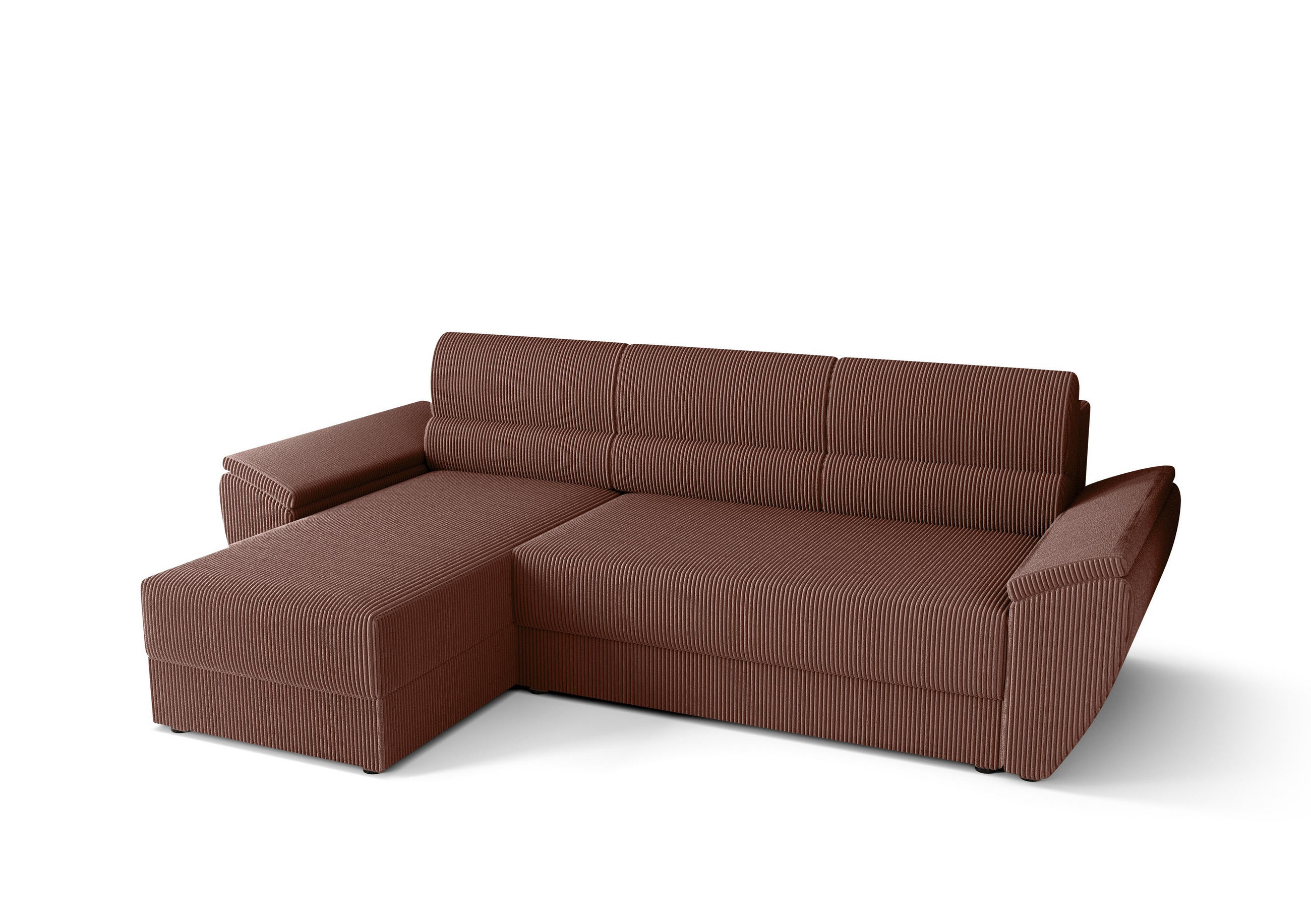 ECKSOFA L REBI L2 Poso 29 Links mit Schlaffunktion, Koralle, L-Form - Bordeaux, Textil (251/140cm)