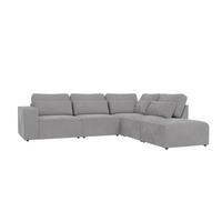 ECKSOFA modularer Leox Hellgrau Samt-Stoff - Hellgrau/Schwarz, Kunststoff/Textil (305/281cm) - S-Style Möbel