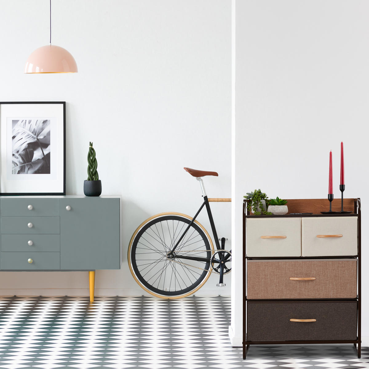 ZÁSUVKOVÝ šatník - viacfarebná, kov/kompozitné drevo (58/100/31.5cm) - Relaxdays