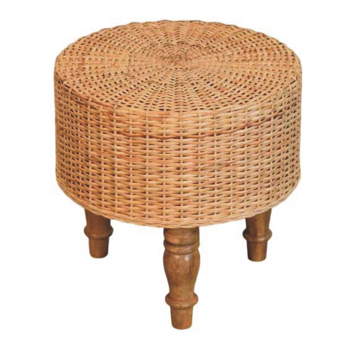 HOCKER Regency Rund Geflochten, Braun - Hellbraun, Holz (40/40/40cm) - Artisan Furniture