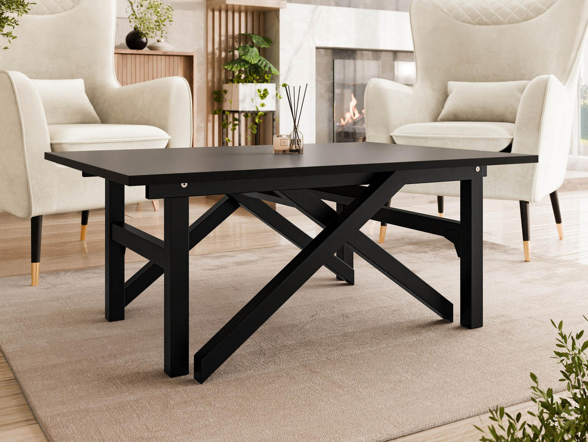 2-IN-1 COUCHTISCH UND ESSTISCH Xena Bis - Schwarz, Holzwerkstoff/Metall (70/100/45cm) - MIRJAN24