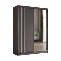 SCHWEBETÜRENSCHRANK Neli 160 cm mit Lamellen und Spiegel 2-türig, grau, grau, Lamelle weiß - Weiß/Grau, Kunststoff (160/216/61cm) - Margaret Hadas24