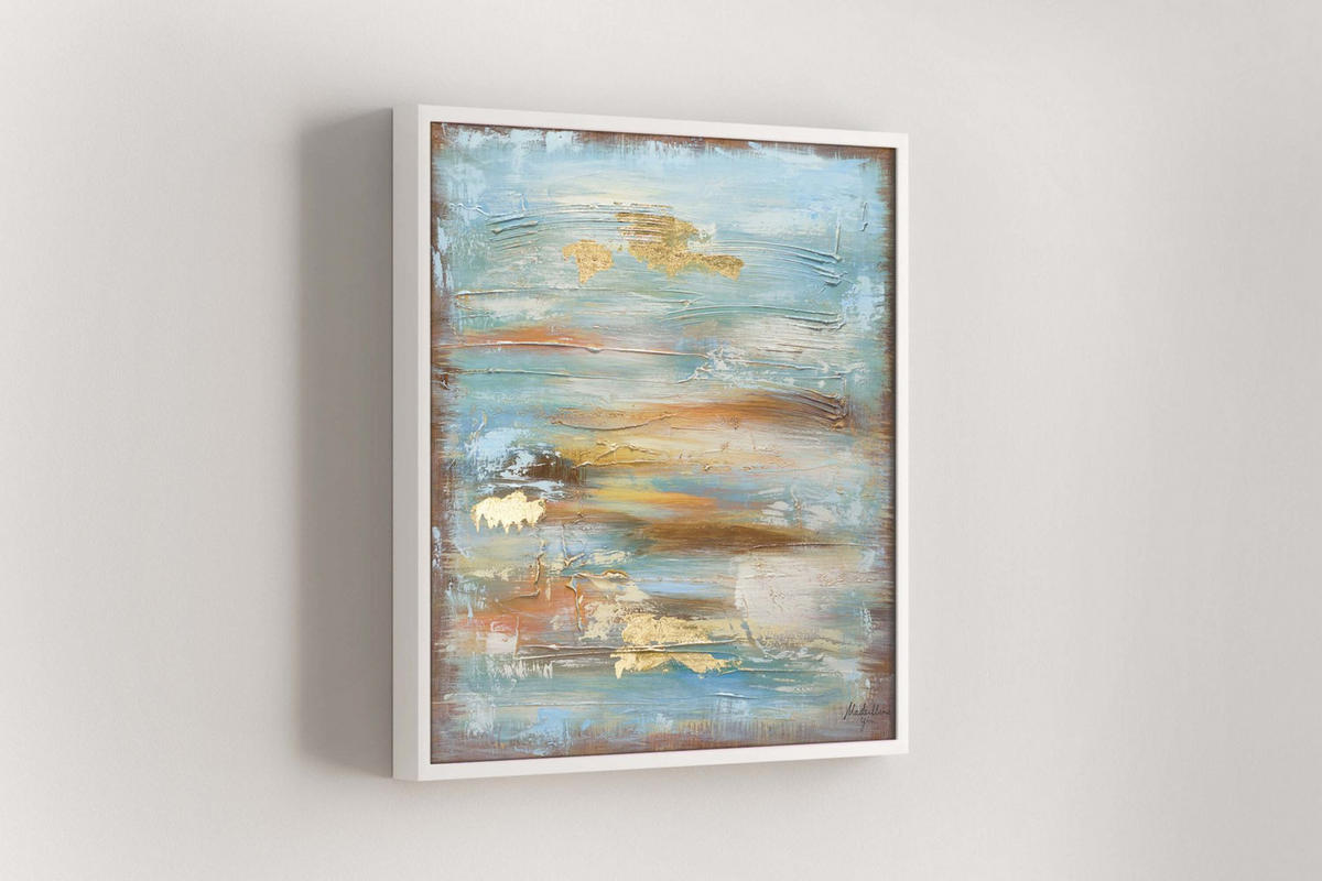 ACRYLBILD HANDGEMALT 60/60 cm - Blau/Braun, Holz/Textil (60/60cm) - KUNSTLOFT