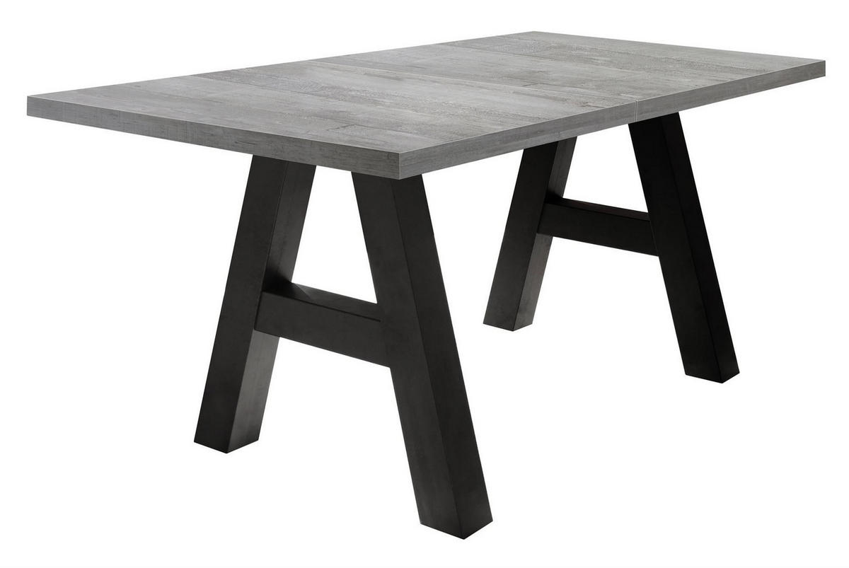 ESSTISCH ausziehbar Elia 7 160 x 90 x 75 Esszimmertisch Schwarzstahl/Beton - Hellgrau, Holz (160/90/75cm) - 58aufmkessel