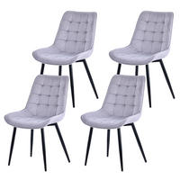 STUHL-SET 4 Stück Samt-YZ2 - Hellgrau, Textil (53/88/62.5cm) - HOMAVO