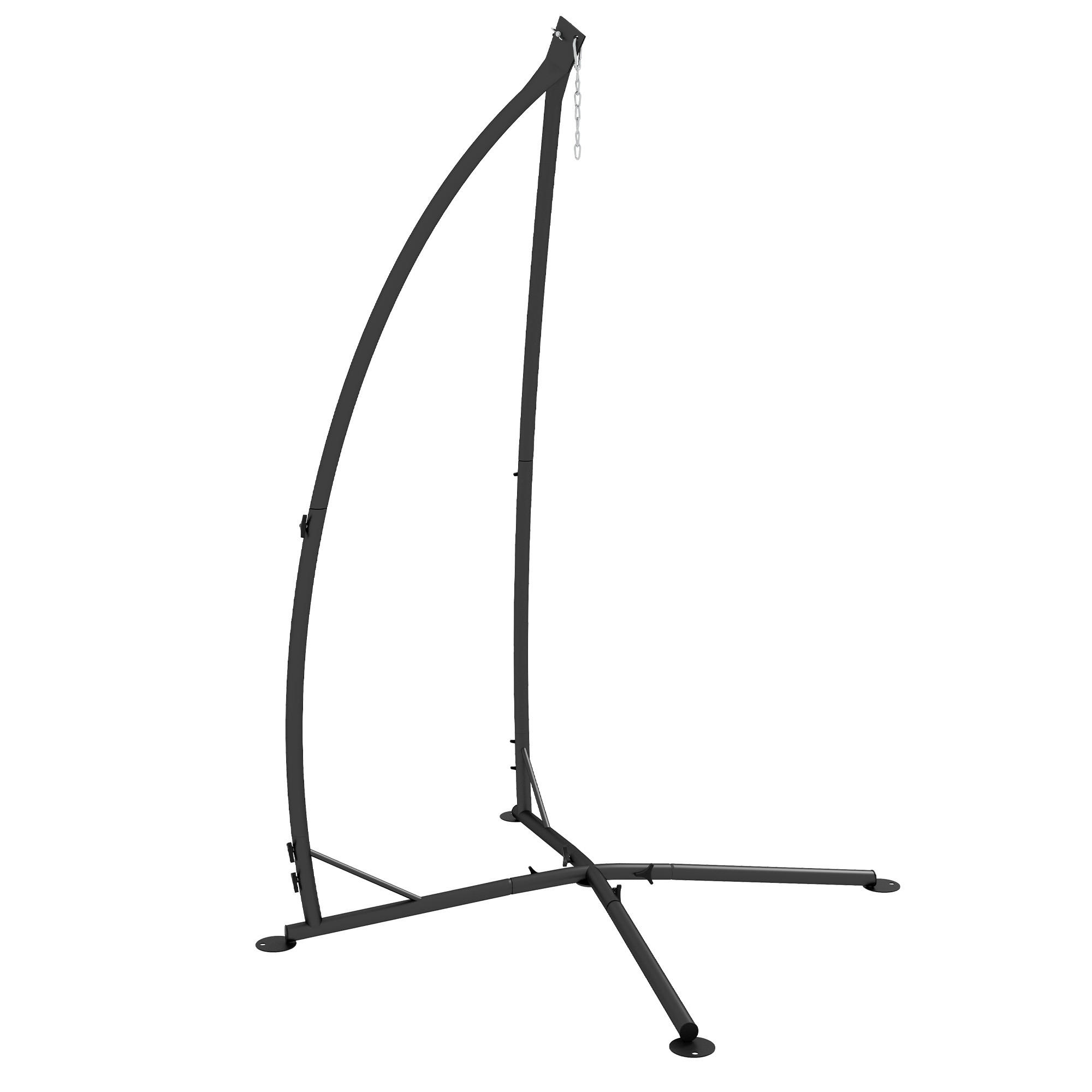 HÄNGESESSELGESTELL DE-15252 höhenverstellbar mit Fußstütze Schwarz - Schwarz, Metall (110/110/215cm) - ComfortXL