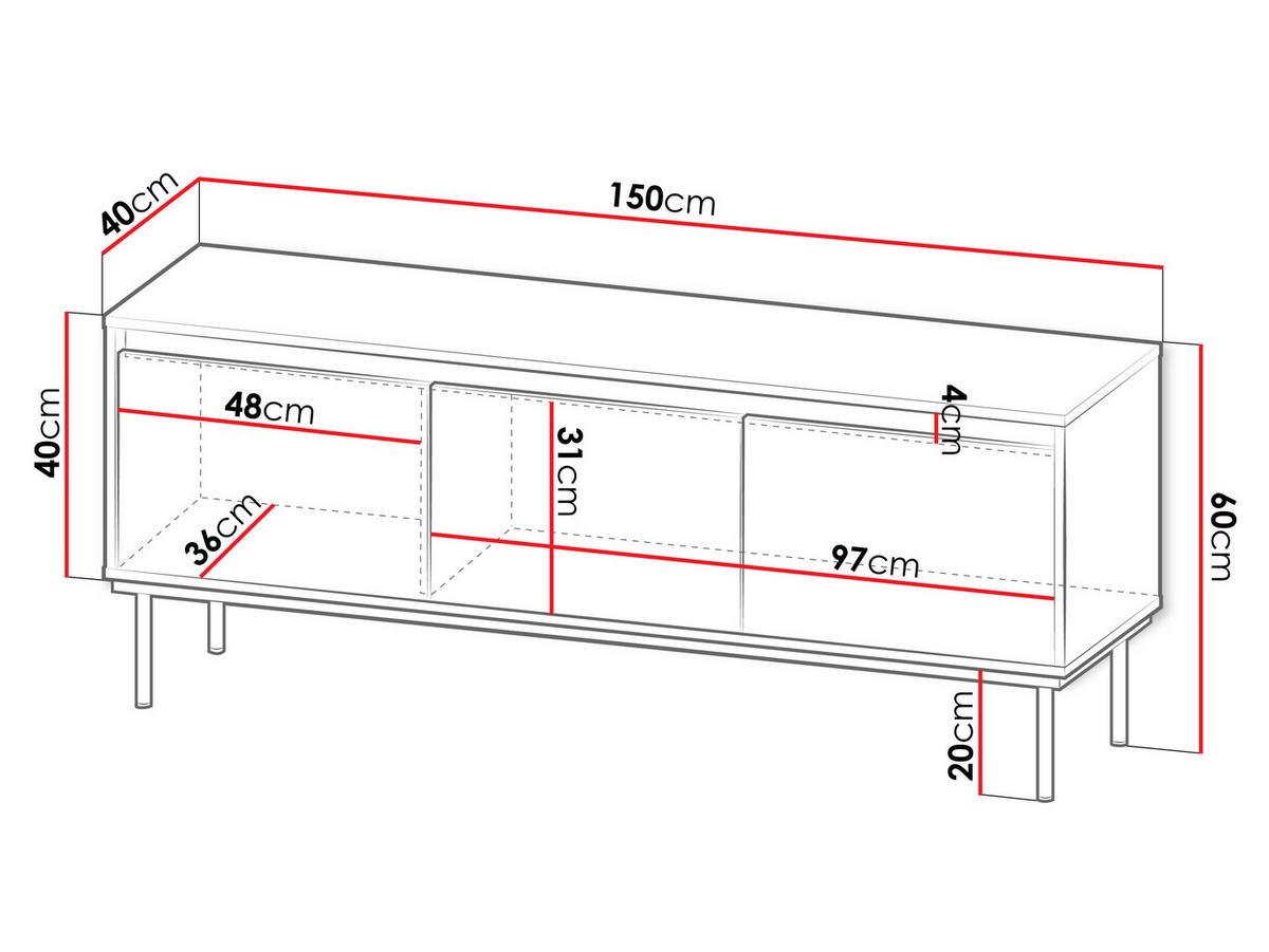 TV-LOWBOARD Carmesi 3D - Goldfarben/Weiß, Holzwerkstoff/Metall (150/60/40cm) - MIRJAN24