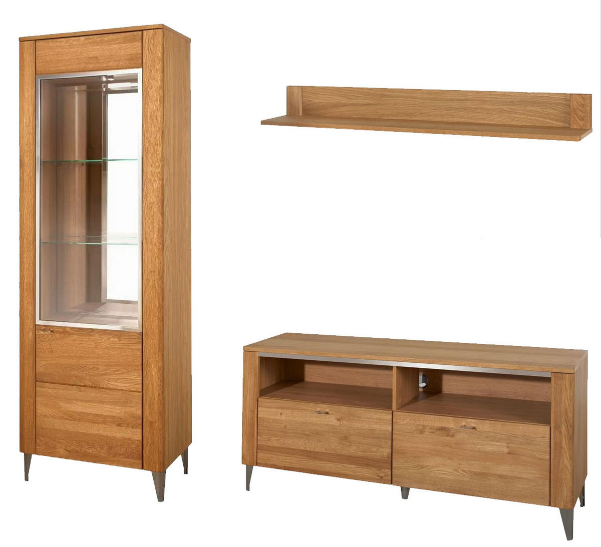 WOHNZIMMER-SET Latina Honig Eiche 3-teilig - Honigeiche/Braun, Holz/Holzwerkstoff (225/200/42cm) - Feldmann-Wohnen