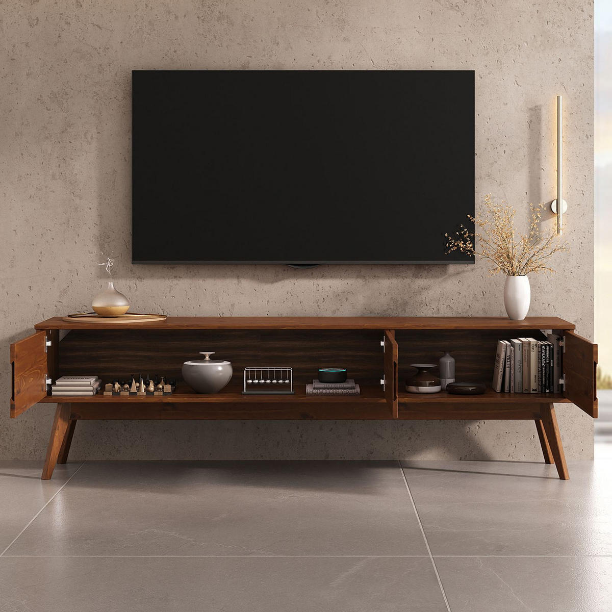 LOWBOARD TIVOLI - Kastanienfarben, Holz (180/52/41cm) - IDIMEX